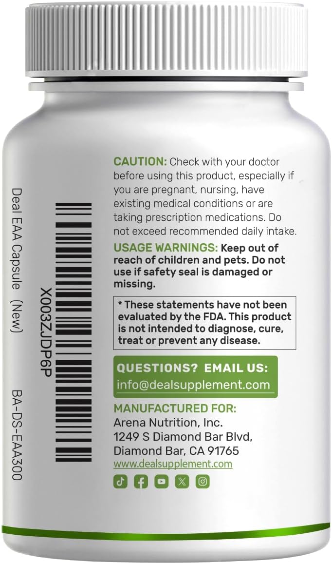 Detalle de Essential Amino Acid Capsules, 300 Capsules