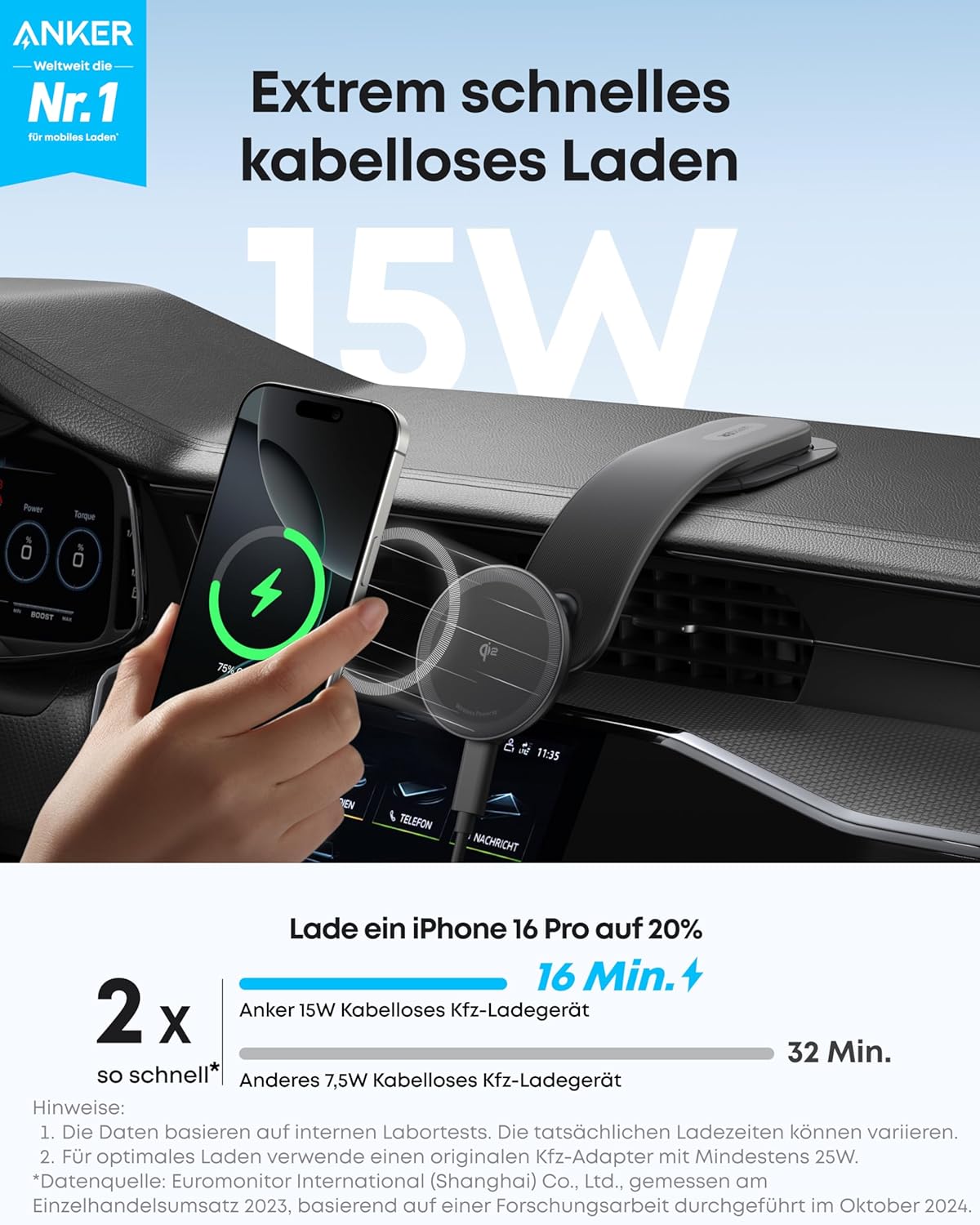 Thumbnail 1 de Anker Nano 15W Auto-MagSafe Ladegerät