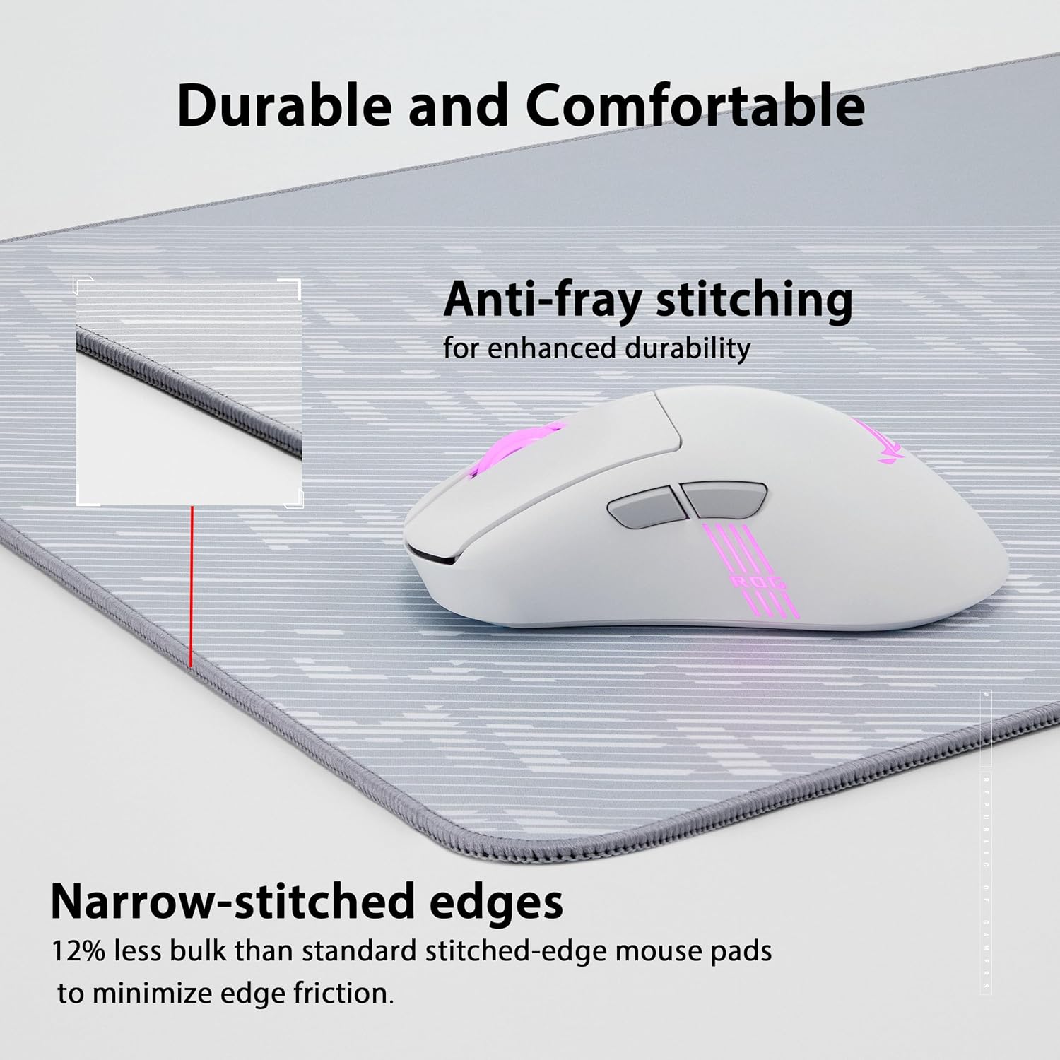 Thumbnail 2 de ASUS ROG Scabbard II Arctic Gray XXL — Tapis de souris gaming 900 × 400 mm, base caoutchouc antidérapante