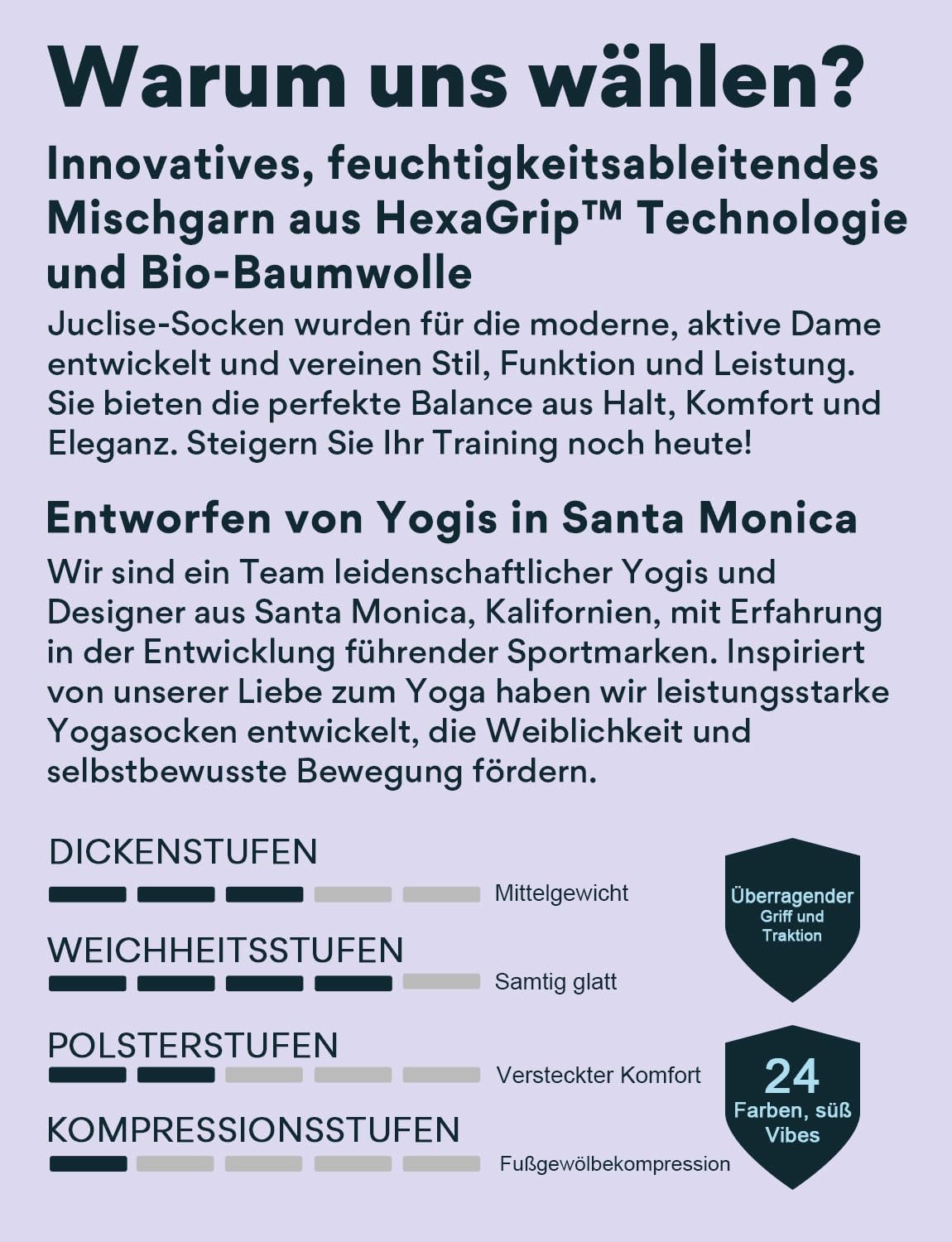 Detalle de Juclise Pilates Socken Damen – rutschfeste Bio-Baumwolle mit Rüschen und Stil für Yoga, Ballet & Fitness