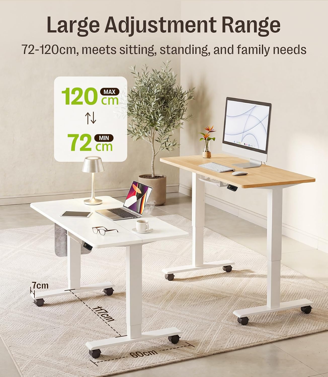 Detalle de MAIDeSITe Electric Height Adjustable Standing Desk 140 x 70 cm