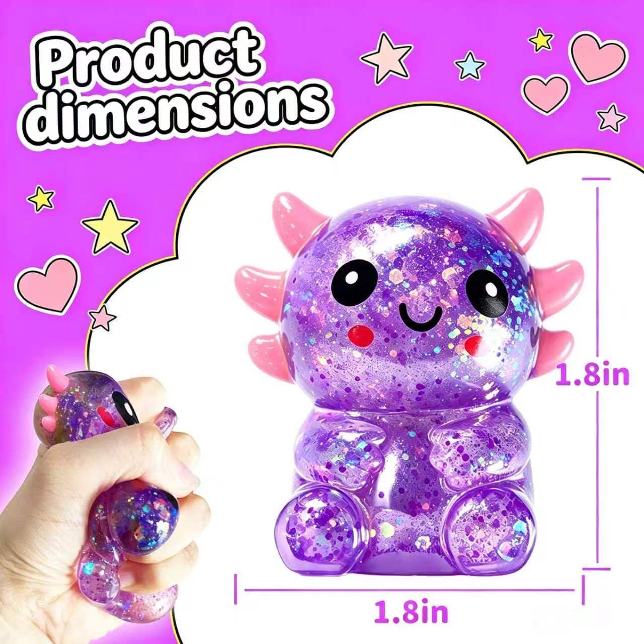 Thumbnail 1 de Axolotls Squishies Fidget Stress Ball (Purple) – Cute Sitting Axolotl Toy for Stress Relief