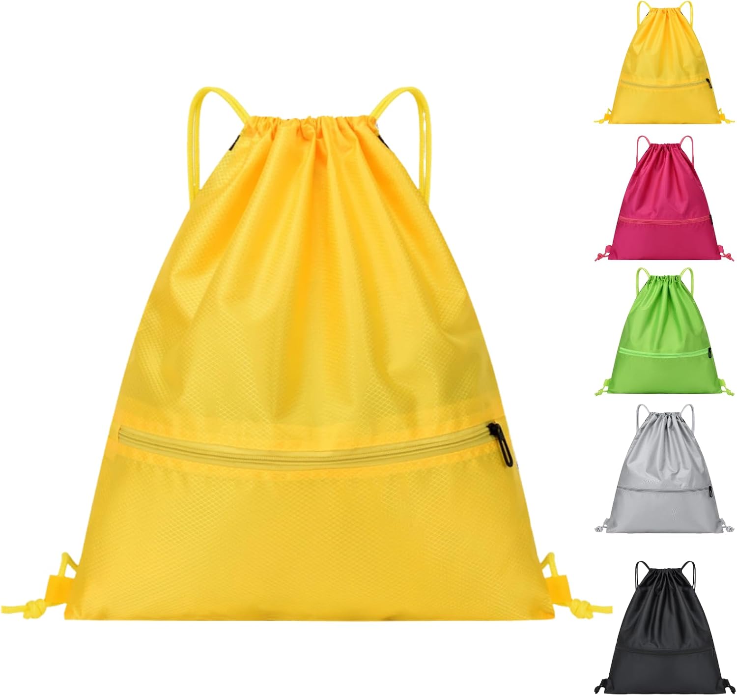 Detalle de Arae Drawstring Gym Backpack with Shoe Compartment & Wet-Proof Pocket (Striped Black)