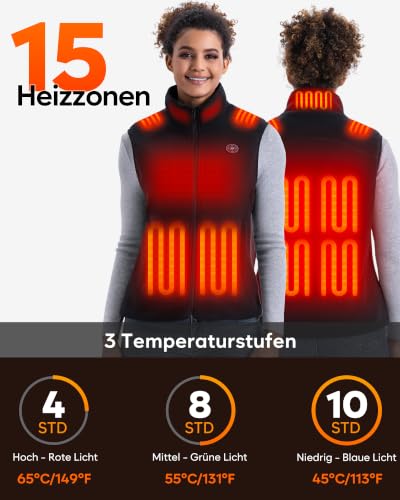 Detalle de Heizweste Fleece Damen mit 16000mAh Akku von XINSONYUELL – Leichte beheizbare Weste