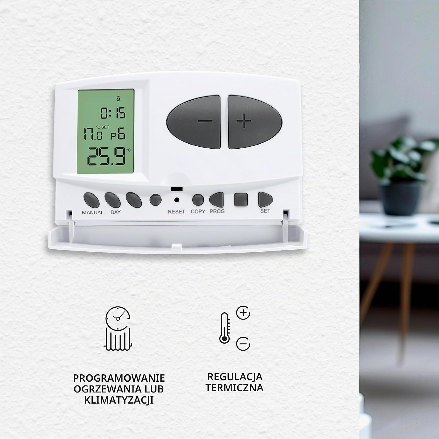 Detalle de Avidsen 103953 7 Giorni – cyfrowy termostat programowalny, biały