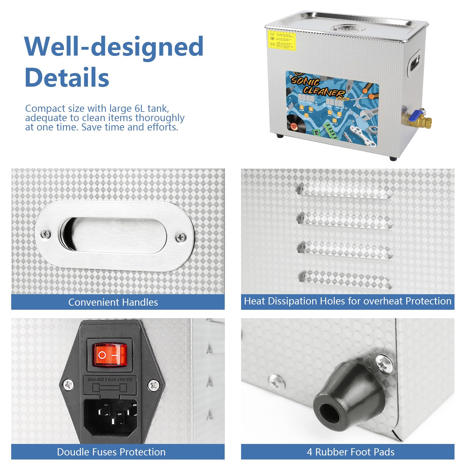 Detalle 2 de Ultraschallreiniger 6 l KECOOLKE 42 kHz