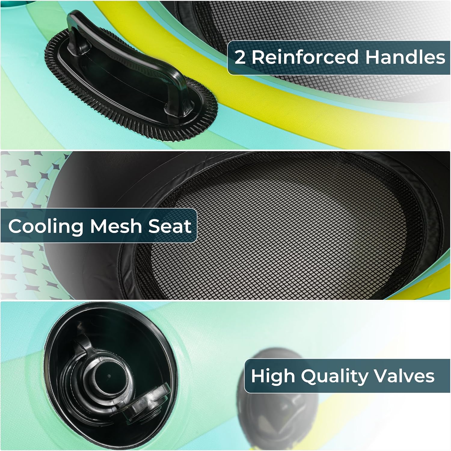 Detalle de Heavy Duty River Tube Float for Adults with Built-In Cup Holders and Ergonomic Backrest