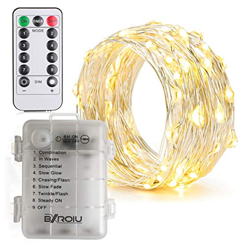 Thumbnail 6 de BXROIU 2x LED-Lichterkette Batterie 5 m, 50 LEDs, Fernbedienung & Timer – kabellos für Innen & Außen