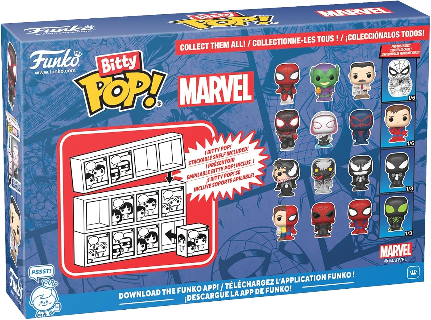 Detalle de Funko Bitty Pop! マーベル スパイダーマン 4体セット 2.3cmフィギュア・積み重ね可能なケース付き
