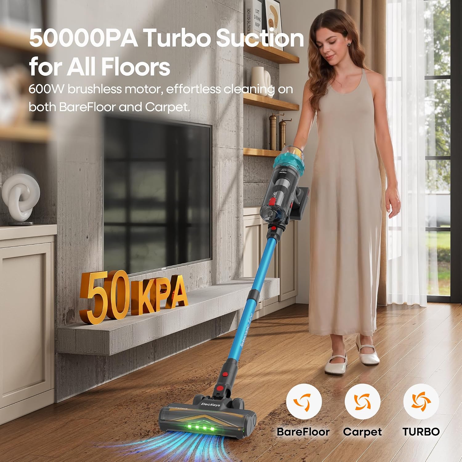 Thumbnail 1 de ElecKeys Cordless Vacuum Cleaner: 600W, 50KPa Suction, 70-Minute Runtime