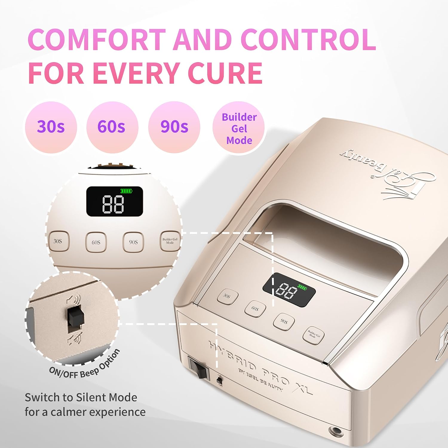 Thumbnail 5 de iGel Beauty Hybrid PRO 3.0 XL UV/LED Nail Lamp: Cordless 48W with Builder Gel Mode