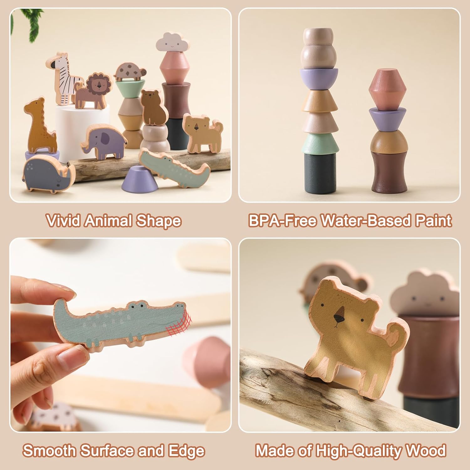 Thumbnail 6 de Smartwo Wooden Animal Threading and Stacking 30 pack
