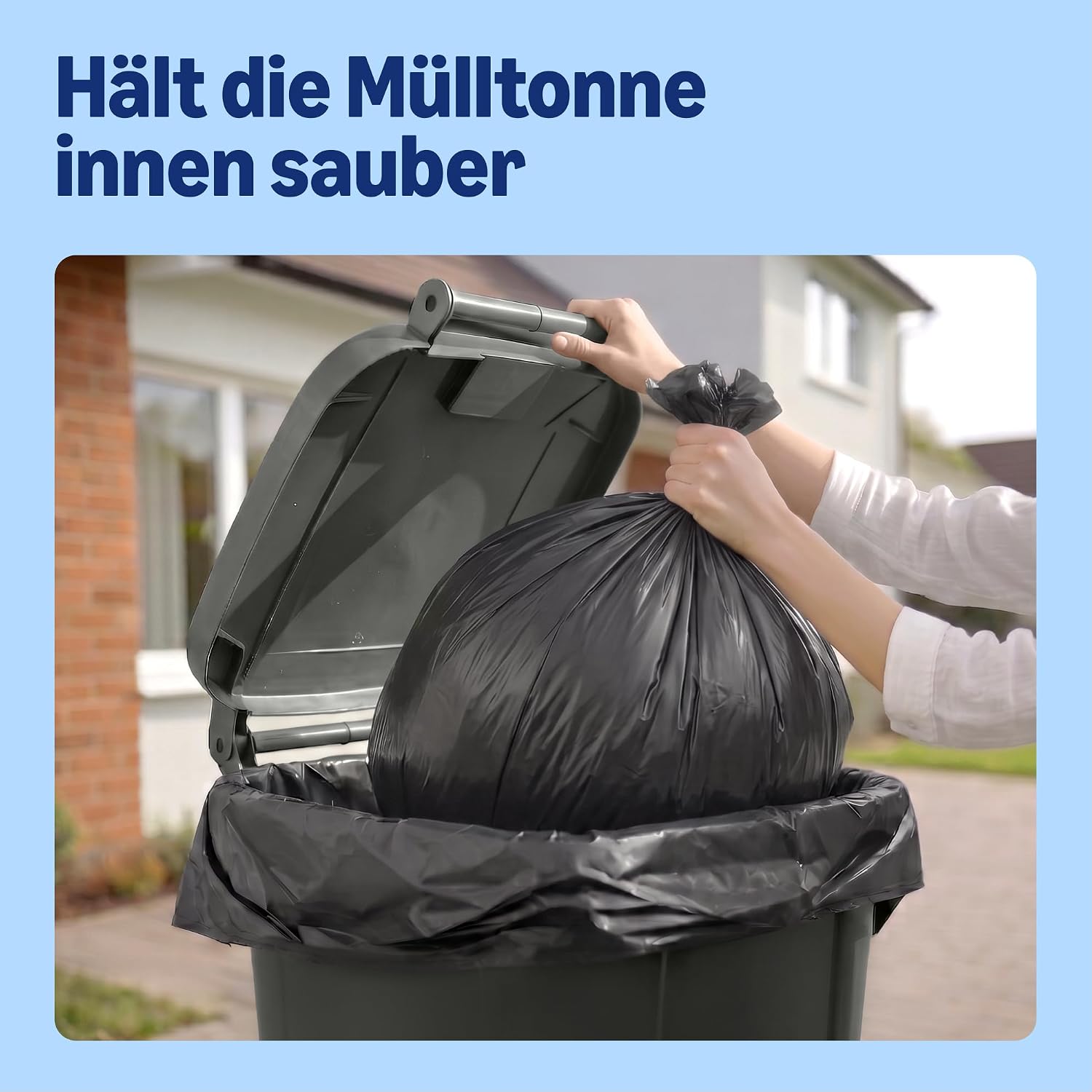 Detalle de by Amazon Müllsack für Rollcontainer (Flacher Deckel) 30 x 240 Liter – 30 Beutel pro Packung