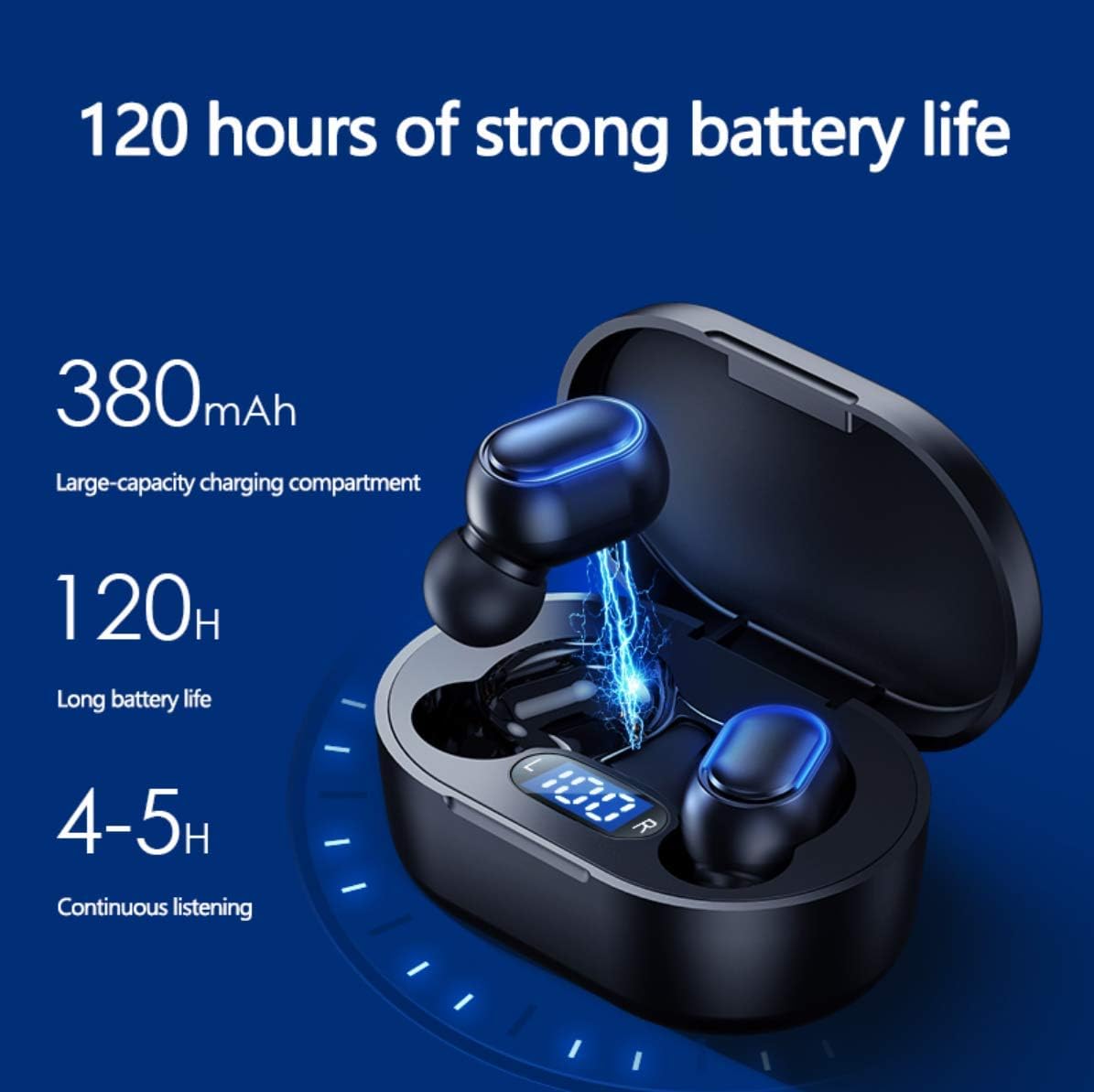 Thumbnail 1 de POMOQADK Wireless Headphones: True Wireless Earbuds with LED Display Charging Case