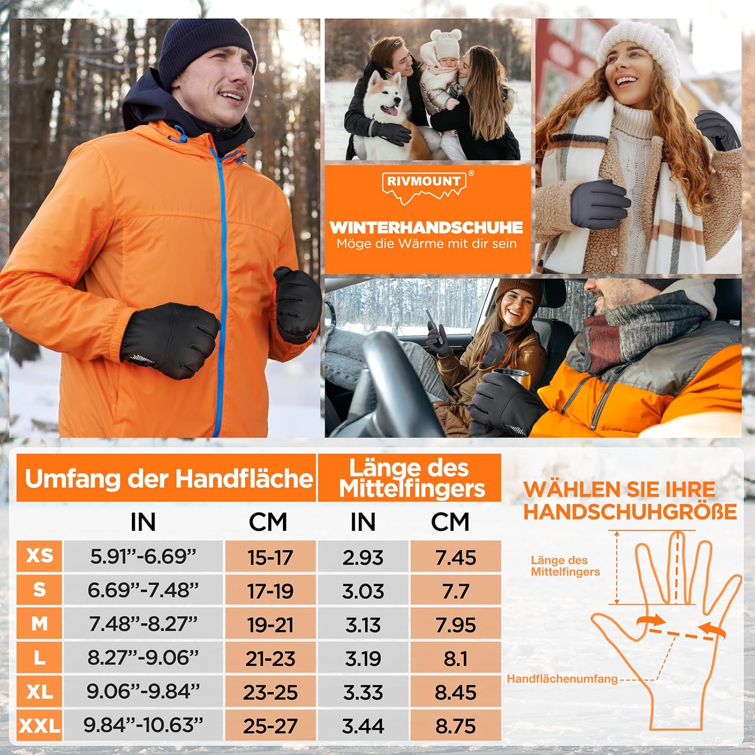 Detalle 2 de Rivmount Thermo-Winterhandschuhe RG802 für Herren & Damen
