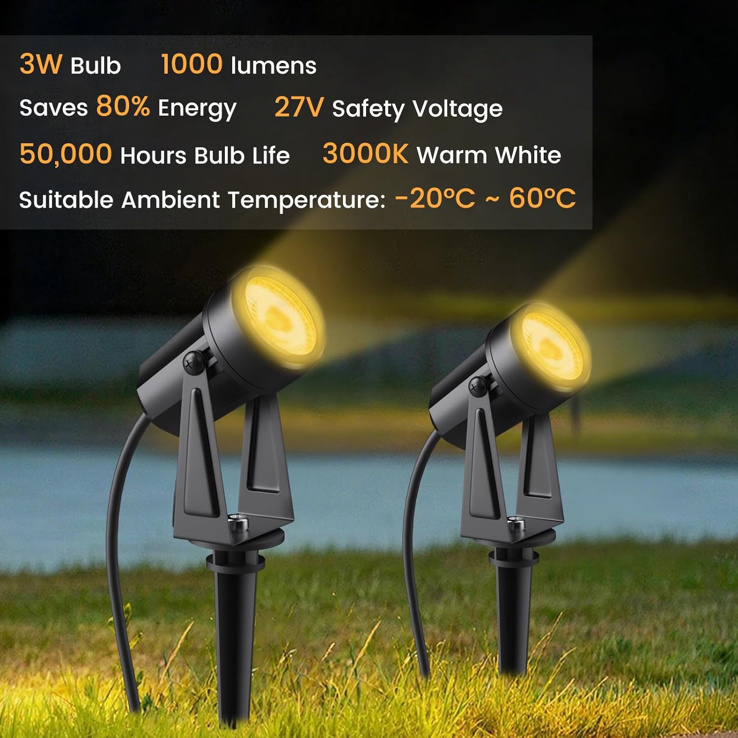 Thumbnail 6 de Pogestrand Garden Lights Mains Powered 4-pack 14m (46ft) LED landscape spotlights with IP65 warm white