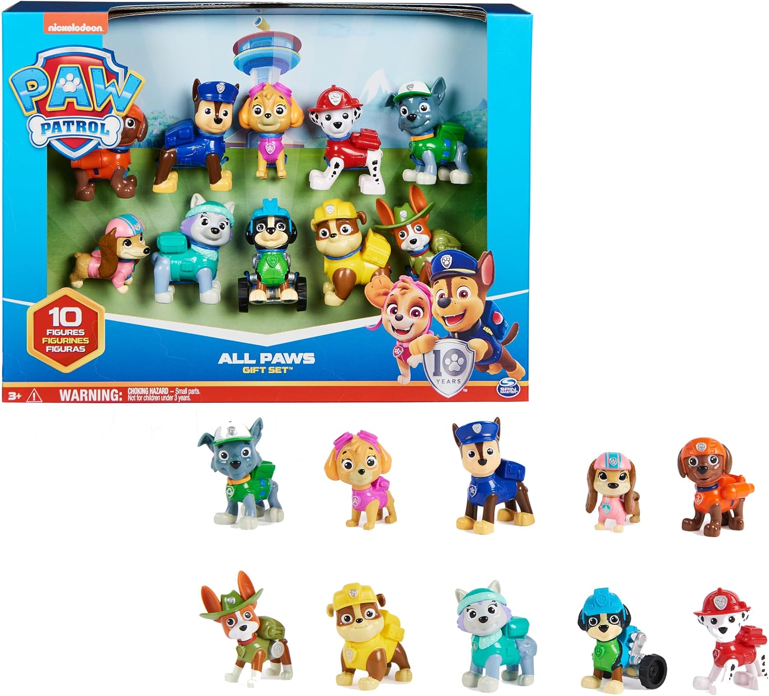 PAW PATROL Action Pups Geschenkset – 10 Sammelfiguren mit Uniform & Werkzeugen