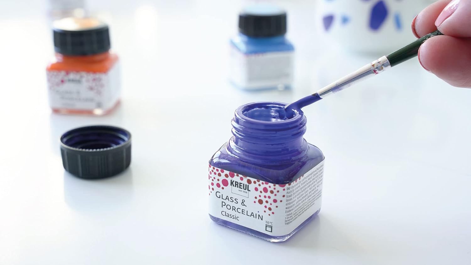 Thumbnail 1 de KREUL 16604 Glass & Porcelain Classic Set Color Living – 6x20 ml + pinceau