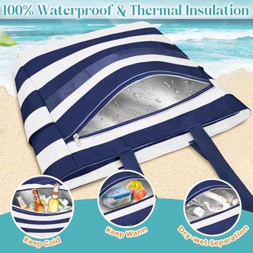 Detalle 2 de ENONEO Bolsa de Playa Grande XXL con Cremallera: resistente, impermeable y práctica para toda la familia
