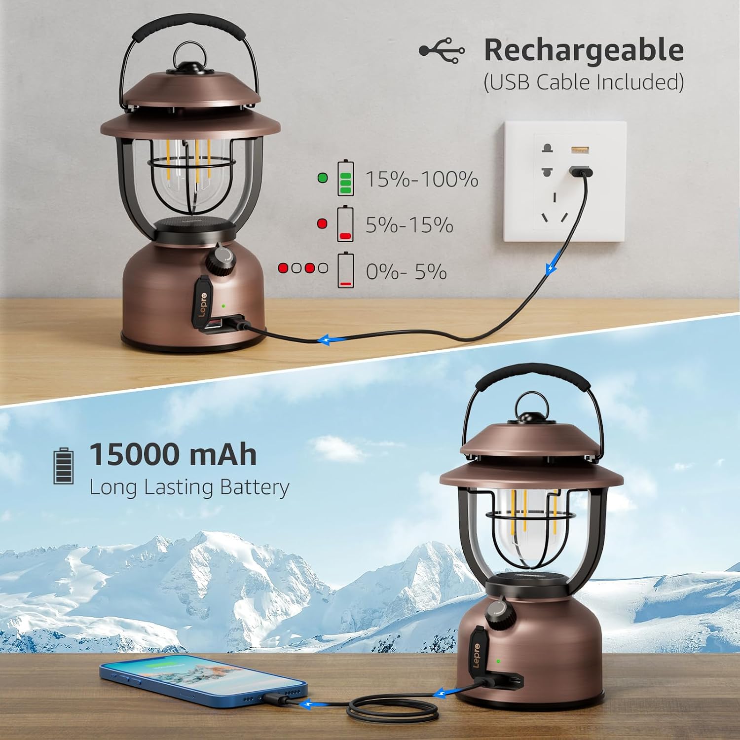 Thumbnail 4 de Lepro Lampe Camping 15000mAh 1000 lm