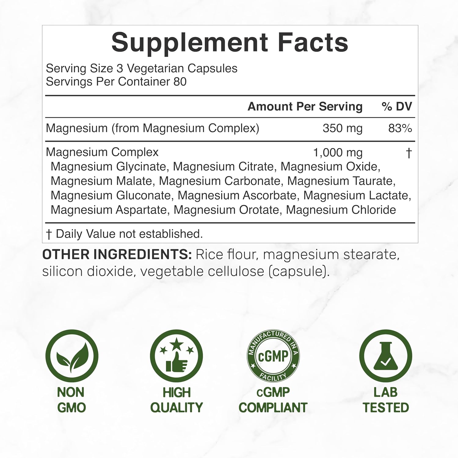 Detalle 2 de Magnesium Complex Supplement 1,000 mg