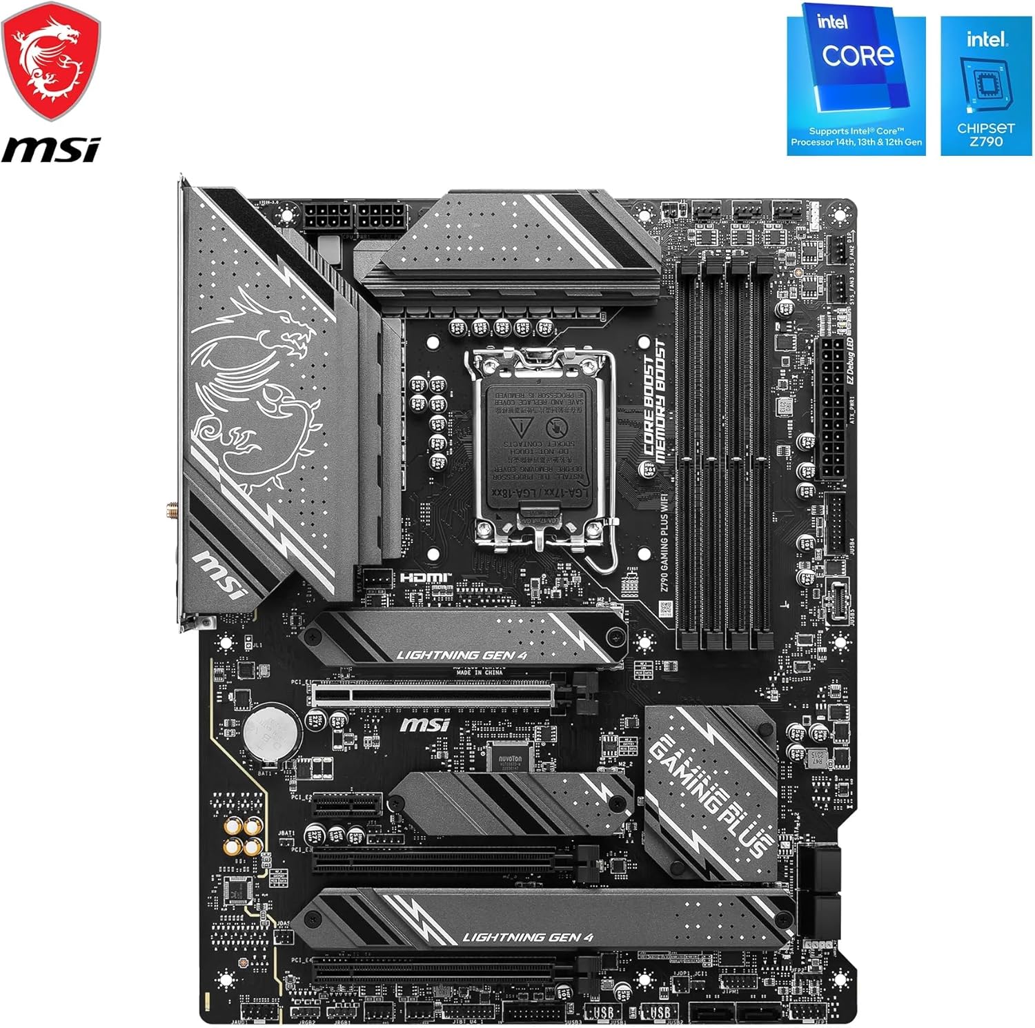 Thumbnail 1 de MSI Z790 Gaming Plus WiFi ATX motherboard for Intel 12th–14th Gen (LGA 1700) with DDR5 up to 7200+MHz/OC