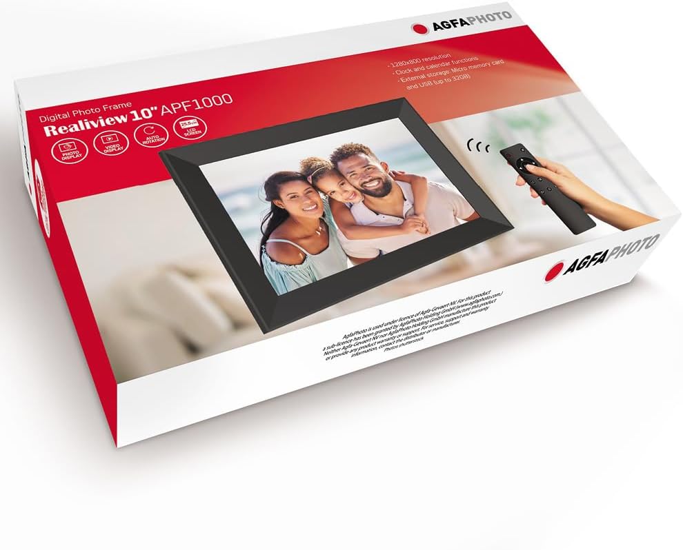 Thumbnail 6 de AgfaPhoto Cadre Photo Numérique Realiview APF1000, écran LED 10" 1024x600 avec horloge et calendrier programmable