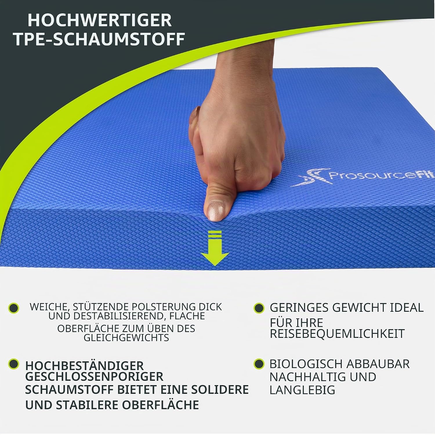 Thumbnail 2 de ProsourceFit Übung Balance Pad mit rutschfestem Schaumstoff & Knieschonern für Fitness, Yoga und Physiotherapie