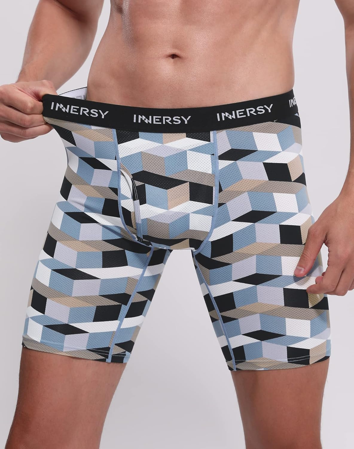 Thumbnail 1 de INNERSY Mens Long Leg Boxers Shorts Anti Chafing Underwear Trunks with Fly Mesh – Pack of 3