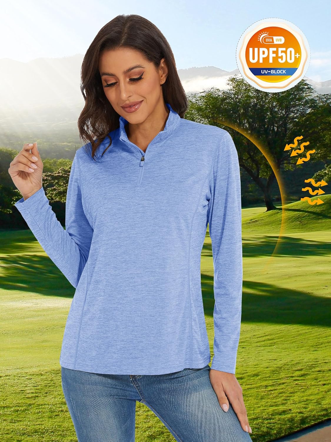 Thumbnail 3 de MAGCOMSEN Women’s UPF 50+ Sun Shirt Long Sleeve 1/4 Zip Pullover (Quick Dry)