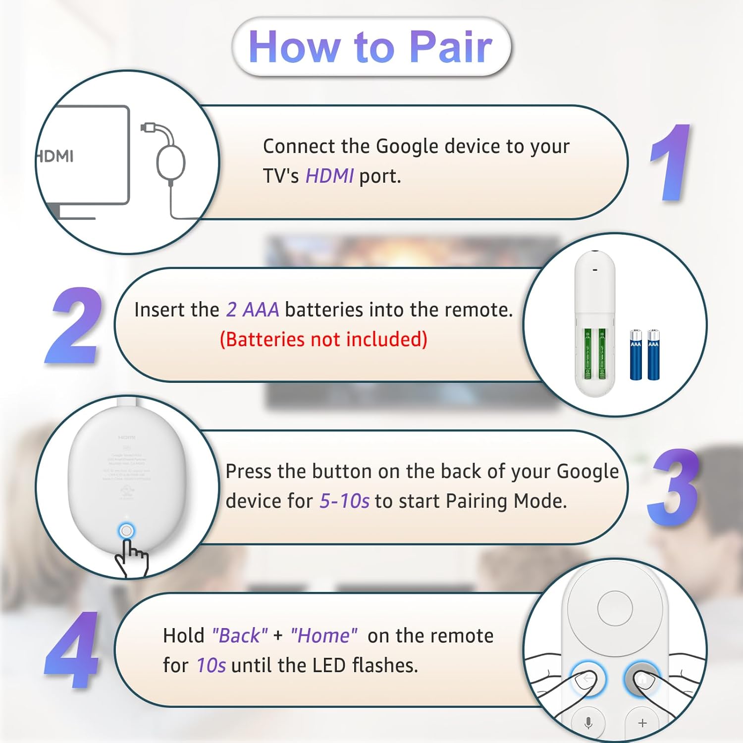 Thumbnail 3 de Voice Remote Control for Chromecast with Google TV (Replacement for Google TV Streamer 4K/HD Remote)