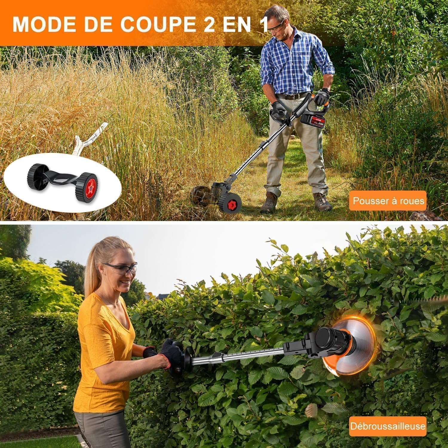 Thumbnail 5 de Débroussailleuse électrique sans fil 21V – 2 batteries 4,0 Ah, chargeur rapide et 5 lames