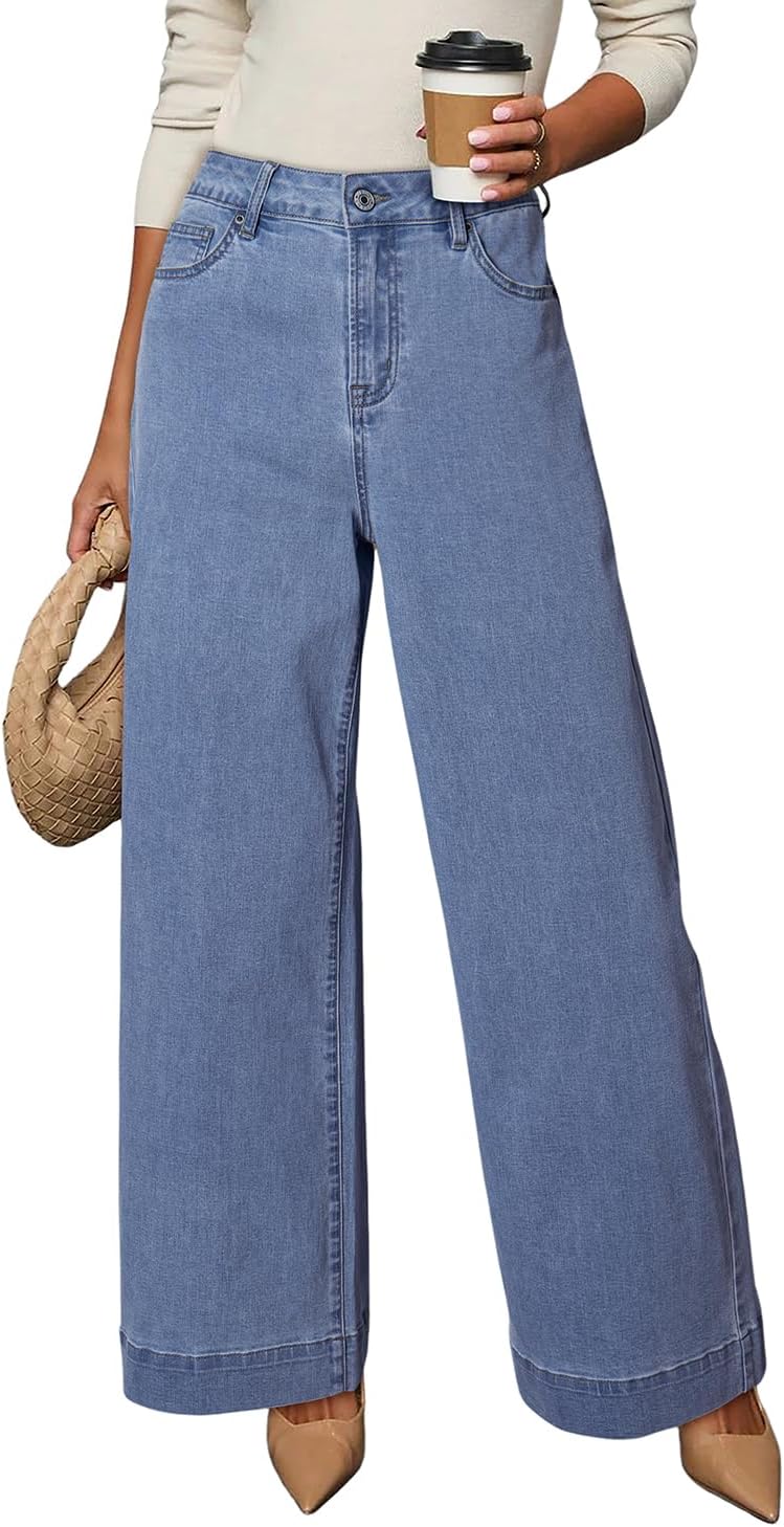 Thumbnail 6 de DOKOTOO Women’s Casual High-Waisted Stretch Button Wide-Leg Jeans with Pockets