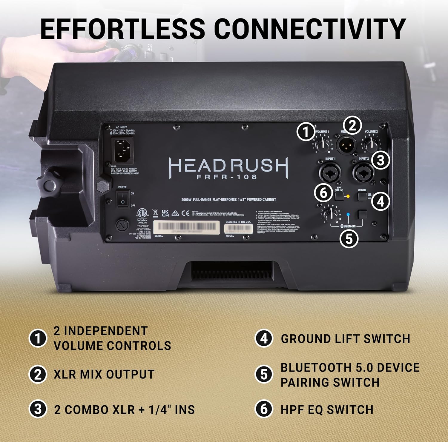 Detalle 2 de HeadRush FRFR108 MKII 2000W FRFR Speaker with Bluetooth