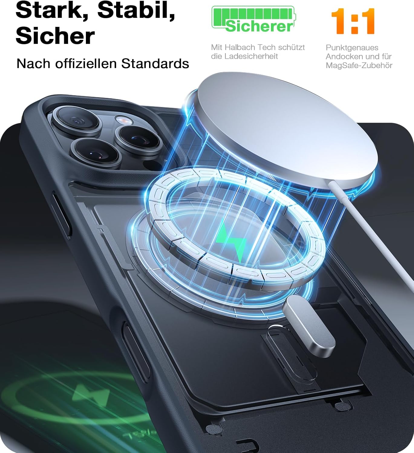 Thumbnail 1 de TORRAS Guardian-Mag iPhone 16 Pro Hülle (MagSafe) – matt schwarz, stoßfest & kratzfest