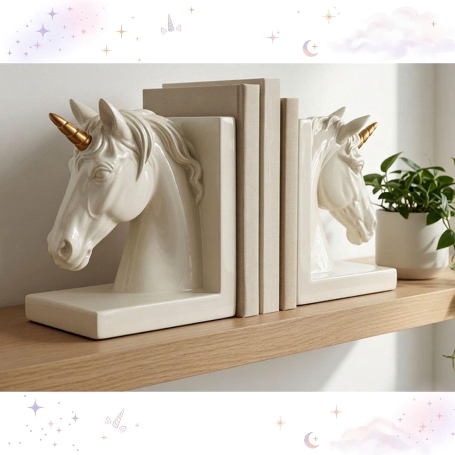Detalle de Bellaa Unicorn Bookends, Polyresin