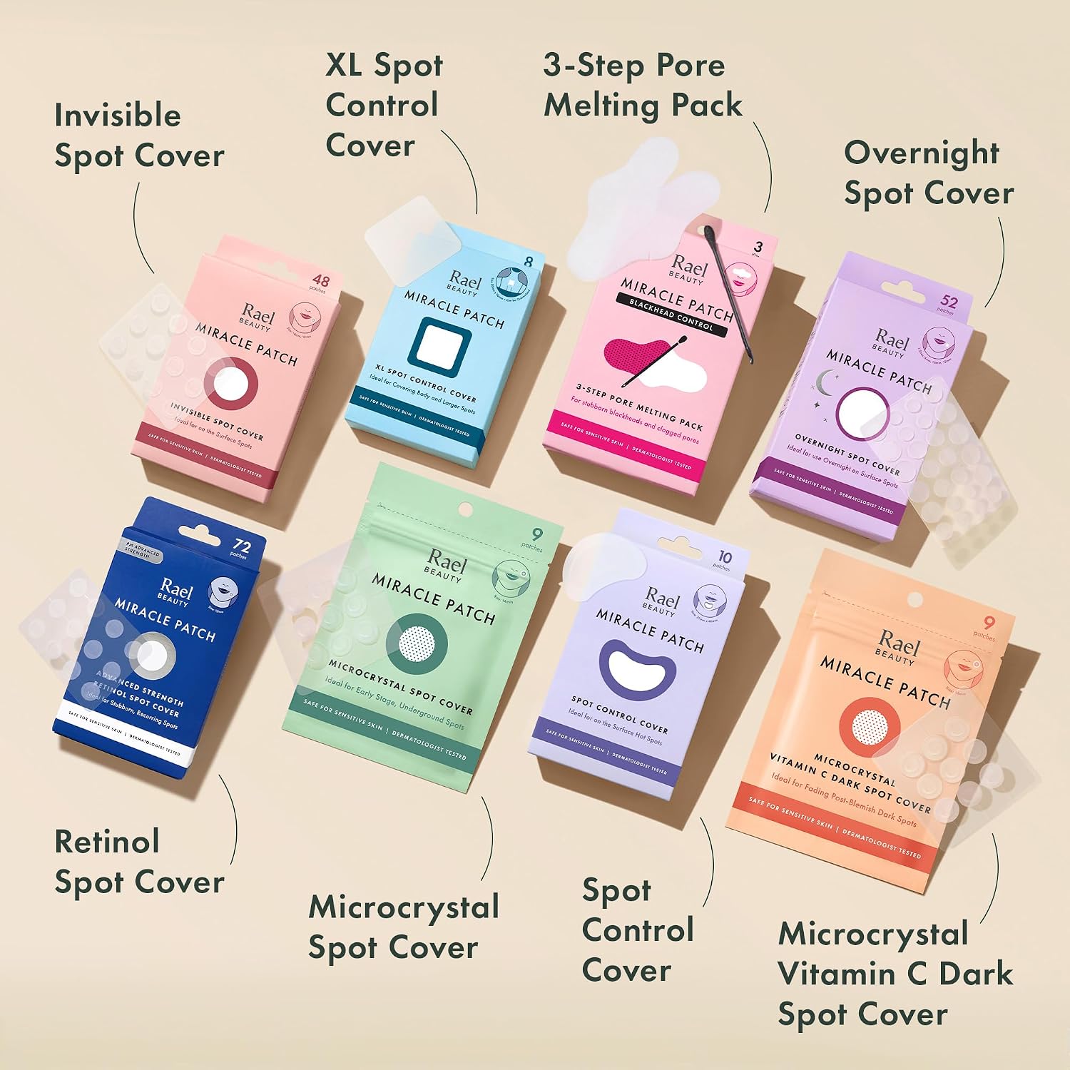 Thumbnail 5 de Rael Miracle Invisible Spot Cover Hydrocolloid Acne Spot Patches (96 count, 2 sizes)