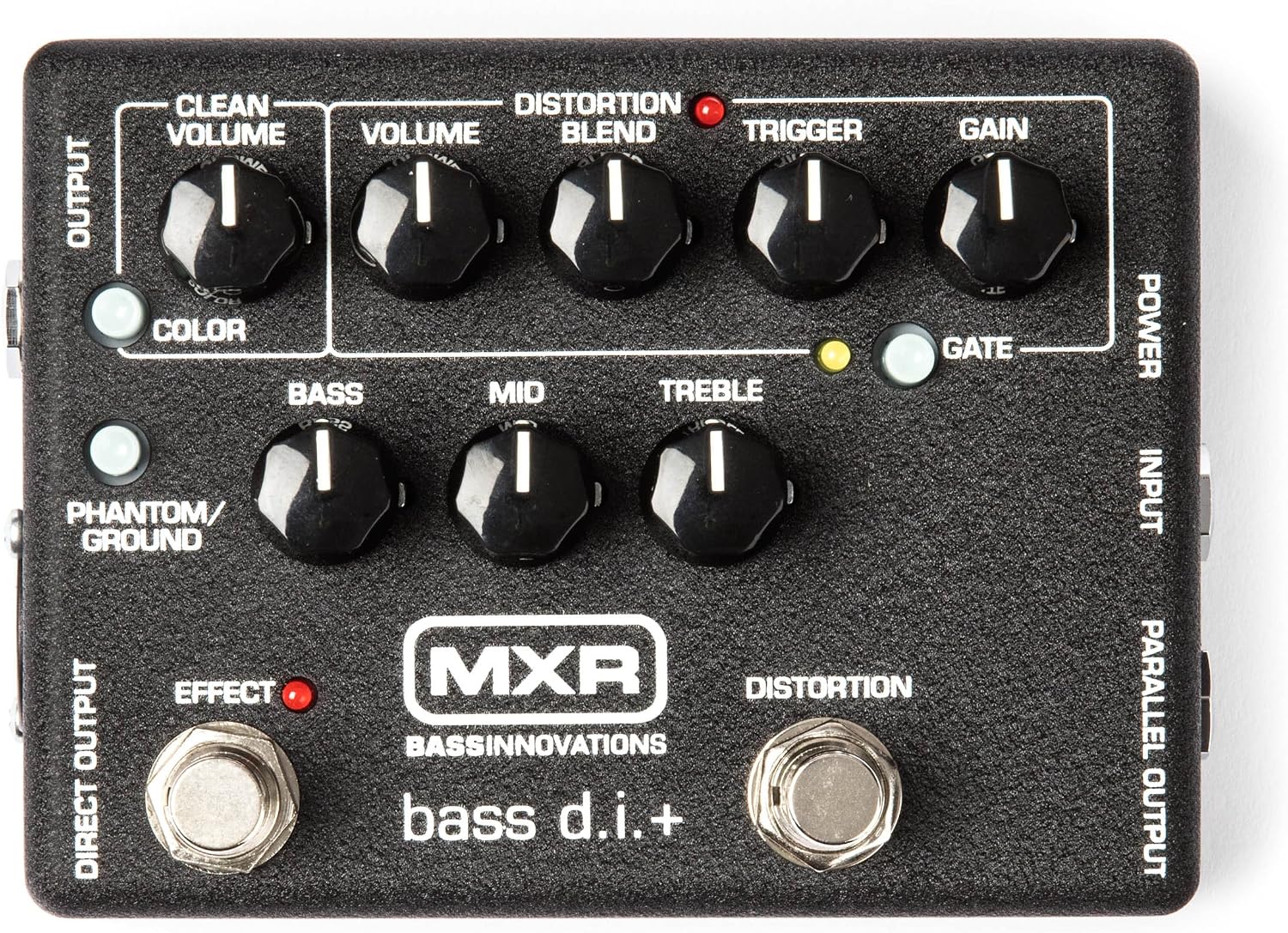 Detalle de MXR M80 Bass D.I.+ basvoorversterkerpedaal met clean- en distortionkanalen