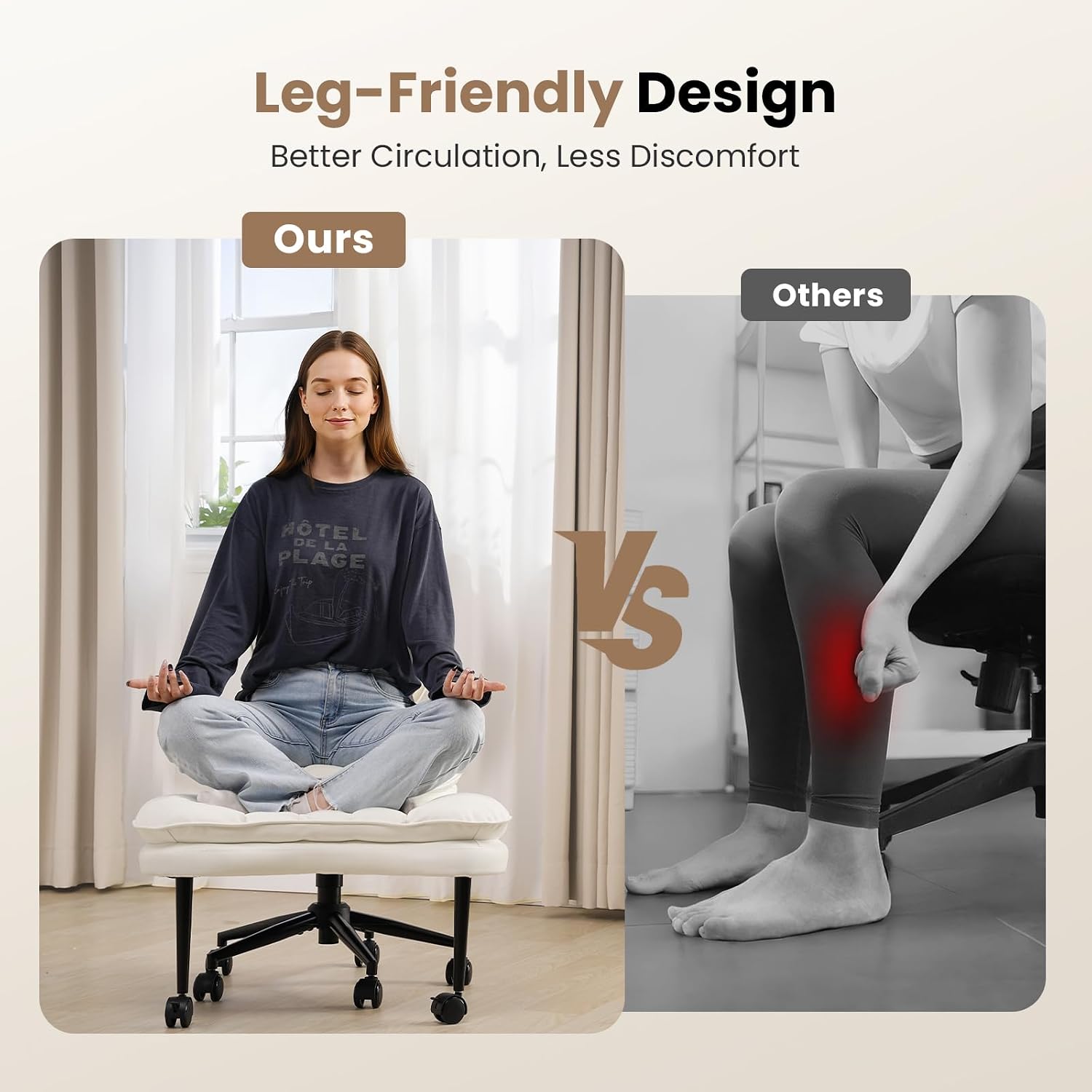 Detalle 2 de HOMRELEXA Cross-Legged Office Chair in PU Leather