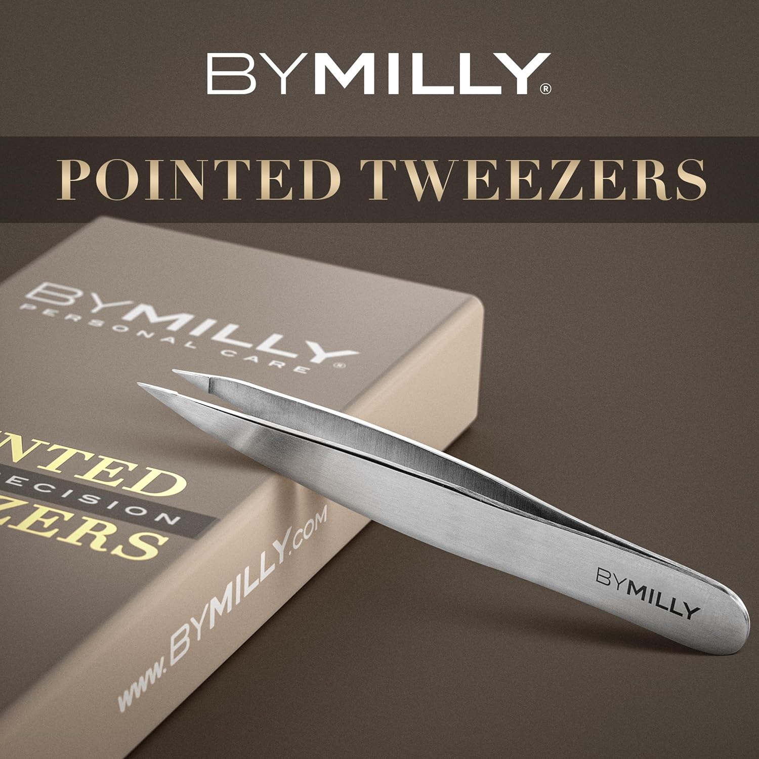 Thumbnail 2 de By MILLY Pointed Tweezers – High Carbon Stainless Steel Precision Tweezers (Silver)