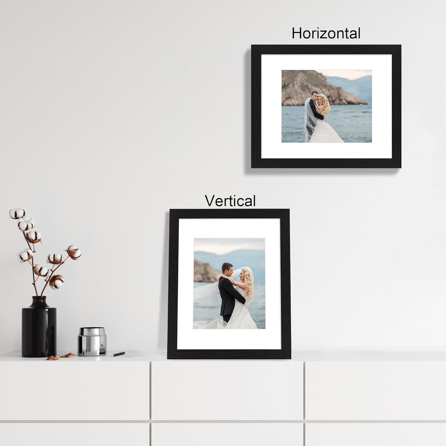 Detalle de iRahmen 11x14 Picture Frame Set of 4 with Tempered Glass in Rustic Black MDF Frames