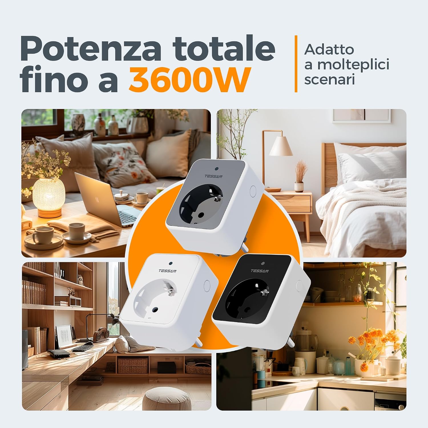 Detalle 2 de TESSAN Prise Télécommande Sans Fil 3+1