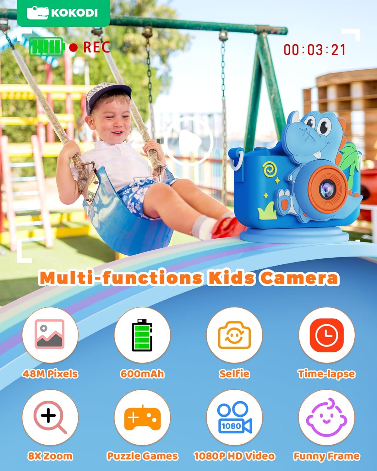 Detalle 2 de KOKODI Kids Camera 1080P for Ages 3–12