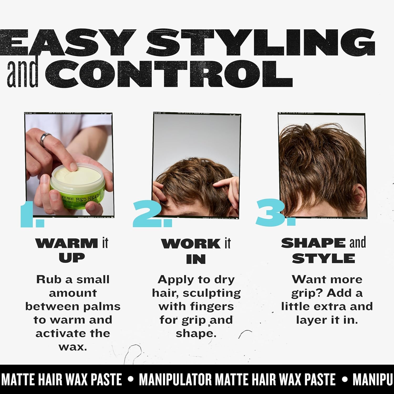 Detalle de Bed Head by TIGI Manipulator Matte Haarwachs-Paste – starker Halt, mattes Finish, 57 g