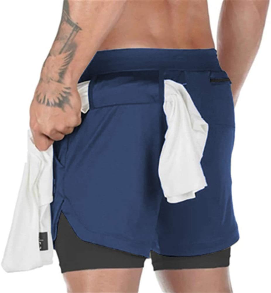 Detalle de Superora Herren Laufshorts 2-in-1 mit Taschen – Sporthose für Training & Fitness
