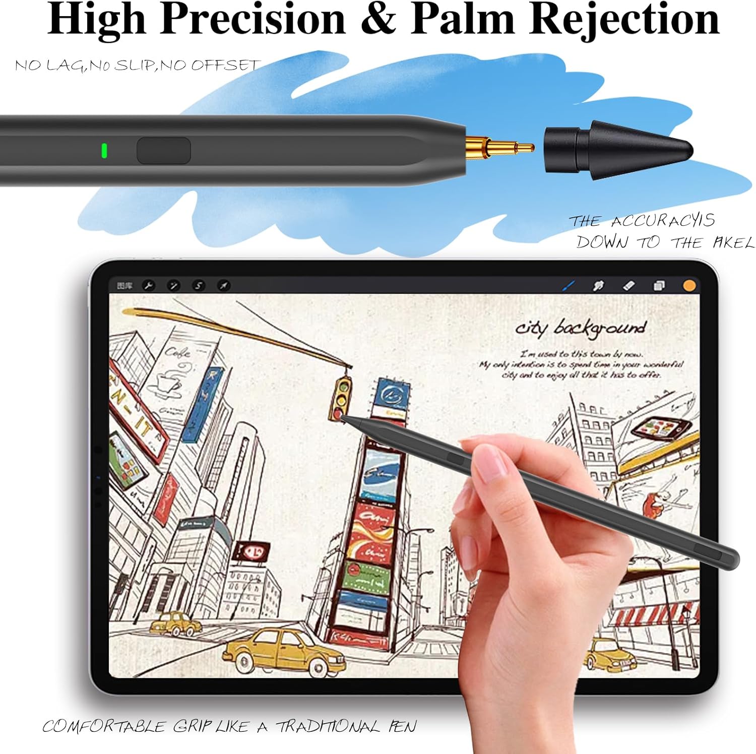 Thumbnail 5 de Milikilo Stylus Pen for iPad (2018–2025, 6th–11th gen & Air/Pro): palm rejection, tilt & charging LED