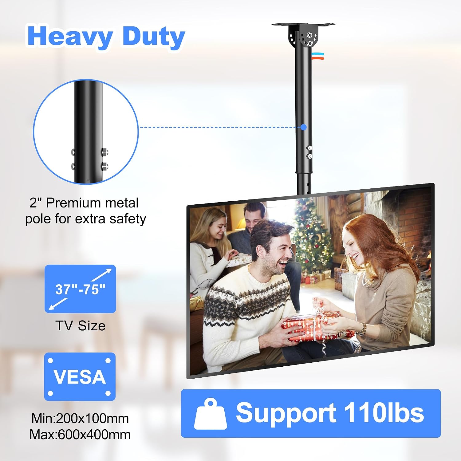 Detalle de XINLEI MC61A plafondbeugel voor tv’s van 37 tot 75 inch, verstelbaar