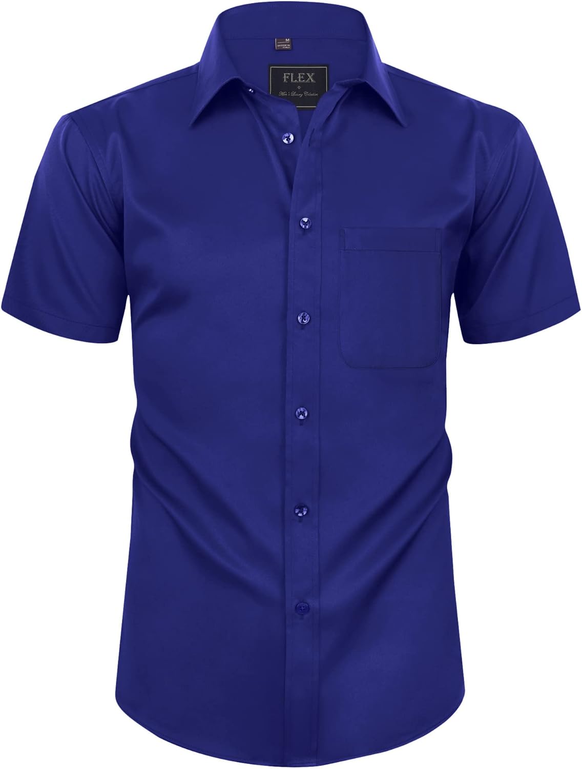 Detalle de Siliteelon Herren Kurzarm Hemden – Casual Regular Fit, bügelfrei und faltenfrei mit Tasche
