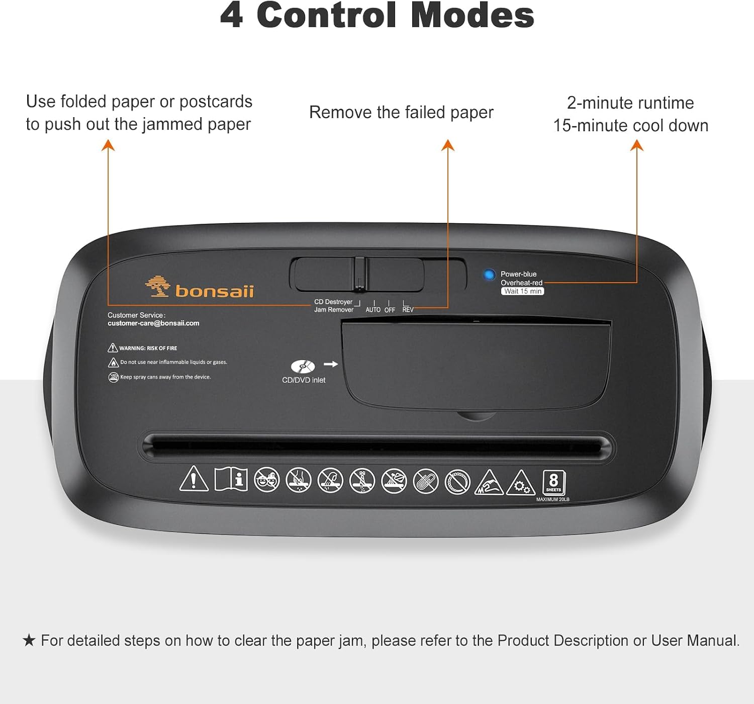Detalle de bonsaii S120-C 8-Sheet Strip-Cut Paper Shredder with 3.4-Gallon Bin