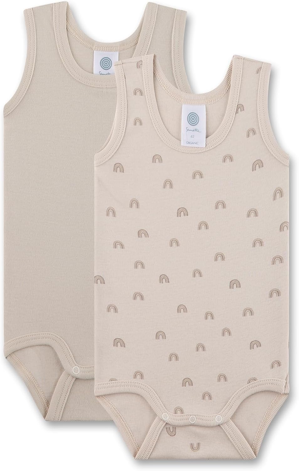 Detalle de Sanetta Baby-Body ärmellos (Doppelpack) beige Regenbogen – Unisex-Body aus Bio-Baumwolle